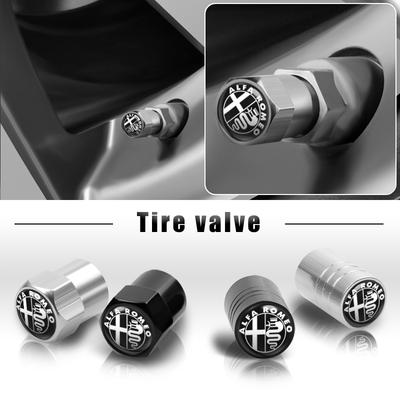 4Pcs Car Styling Wheel Tires Bolt-in Valve Caps Badge For Mito Brera 147 Giulietta 159 156 Stelvio Sportiva Giulia