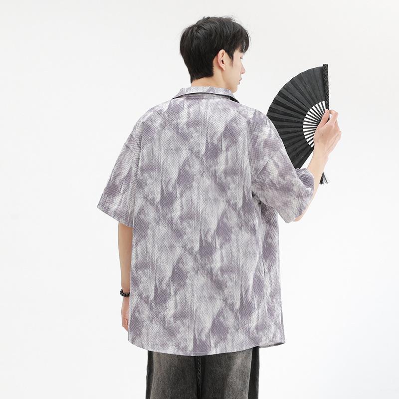 Hawaiian Blossom Shirt Men's Summer Pi Shuai High End Beach Short Sleeve American Trendy 3/4 Sleeve Shirt Coat