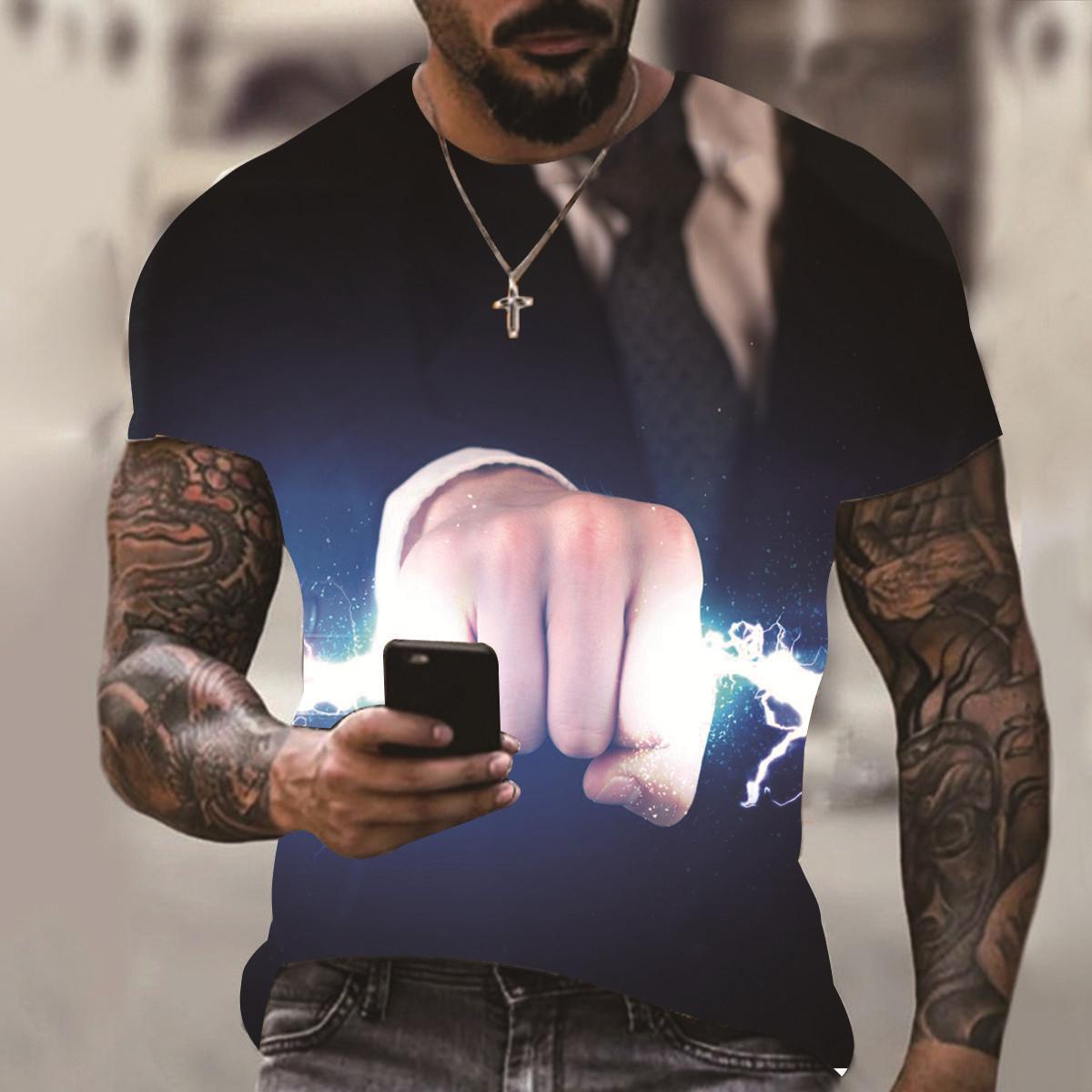 TIP723 Zomer Mannen Oversized T-shirt Casual Lightning Cool 3D Digitale Bedrukte T-shirts Voor Mannen O-hals Korte Mouw Streetwear tee S