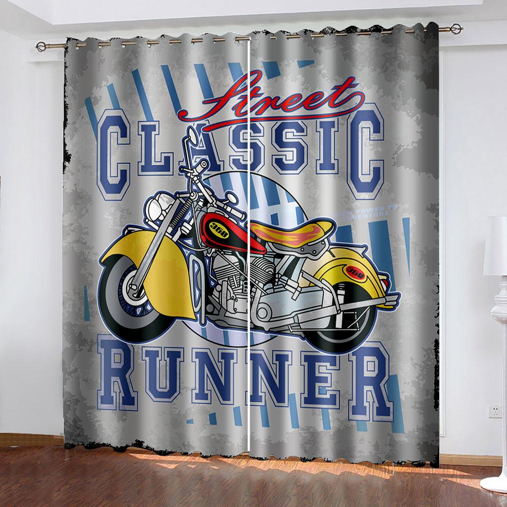 

Расписанные вручную шторы из тканого материала с принтом мотоцикла, две независимые шторы слева и справа, светонепроницаемые шторы для спален 132cmx160cm