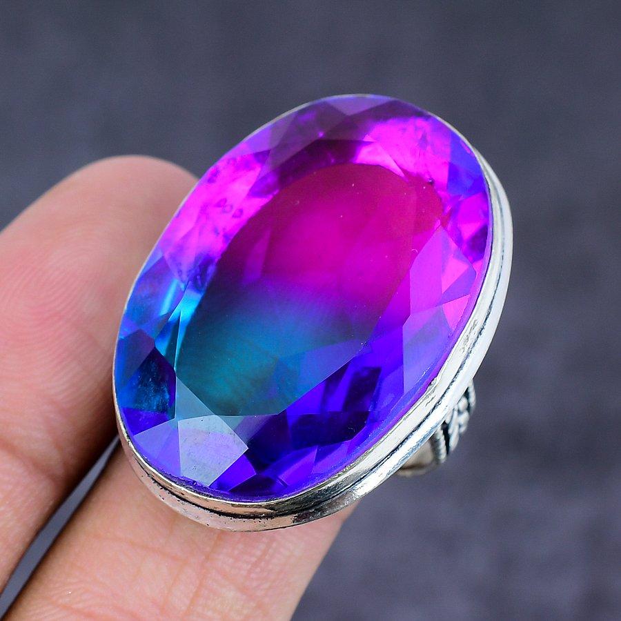 Natural Bi-Color Tourmaline 925 Sterling Silver Jewelry Ring Size 7 A7f10