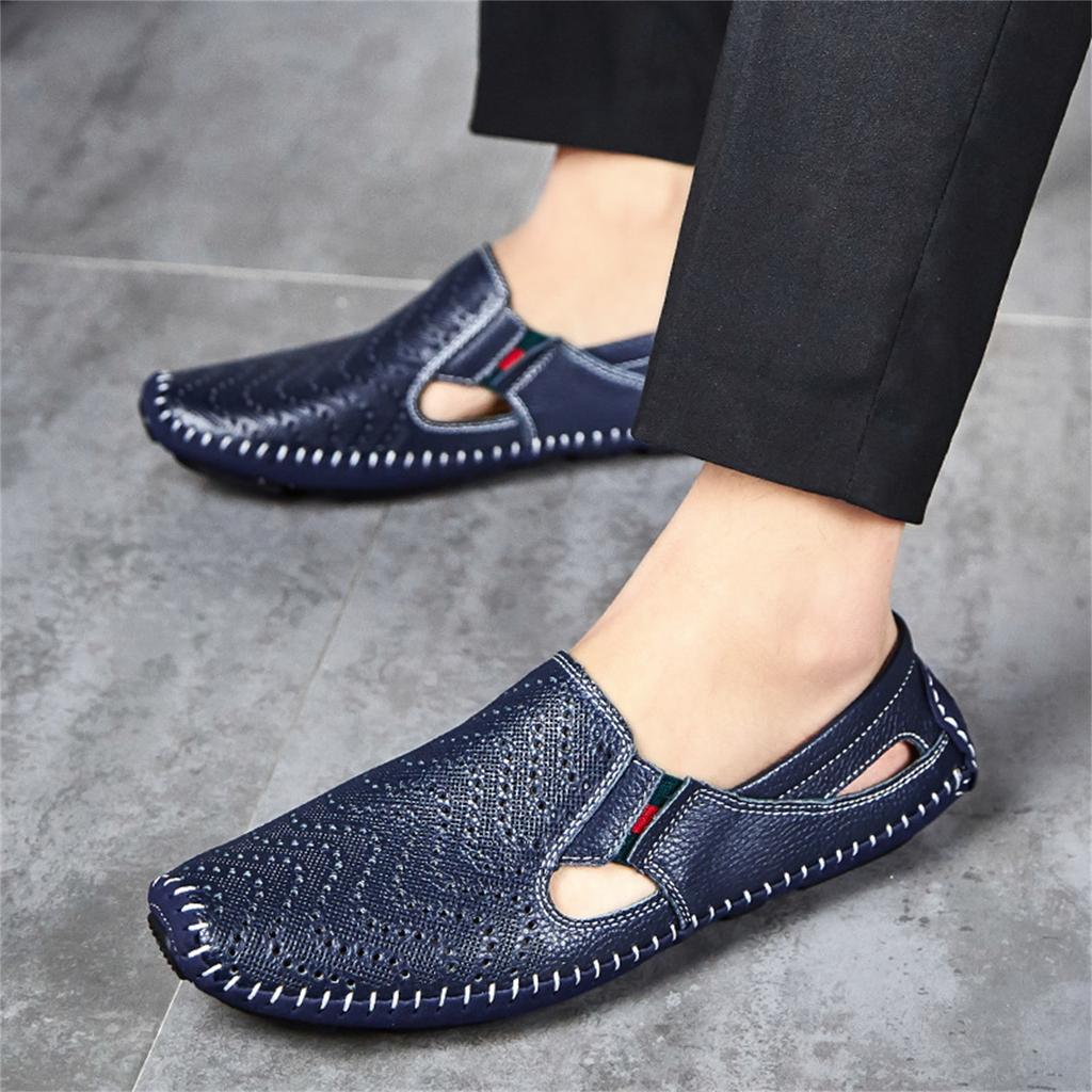 Men's Large Size Breathable Hollow Out Casual Slip On Shoes Lightweight Soft Sole Summer Footwear for Outdoor and Indoor Use