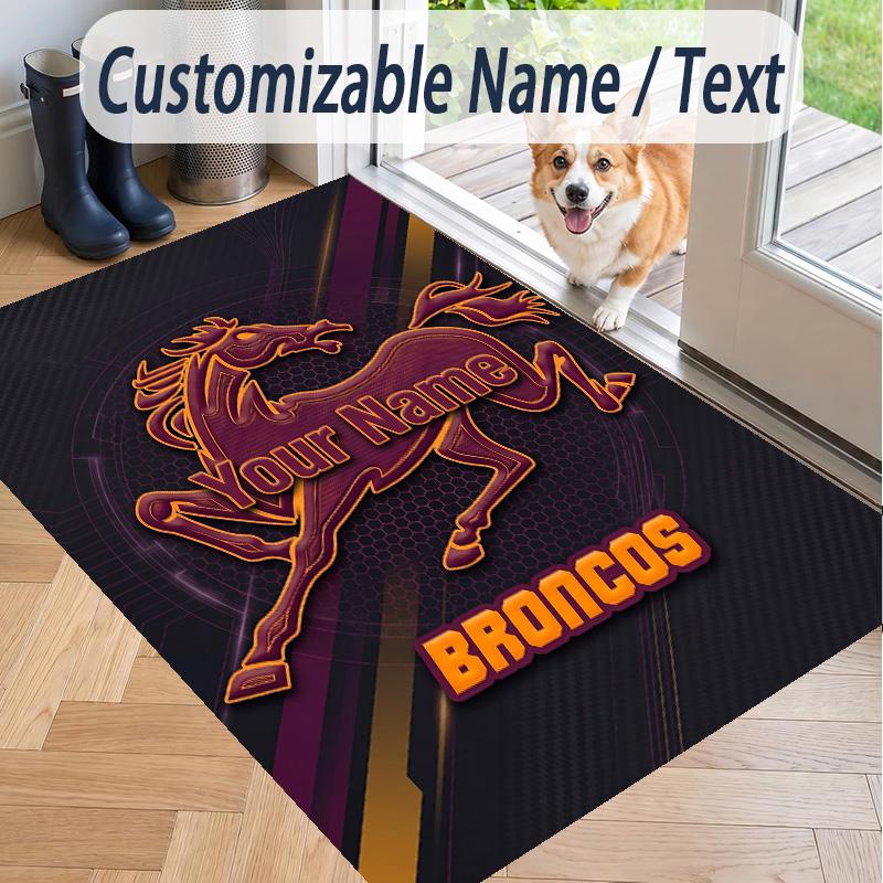 Custom Text Printed Rug Brisbane Broncos Non Slip Floor Carpet For Home Room Decor