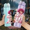 1PC Cute Pink Rag Doll Toy Art Print 750ml Color Plastic Sports Water Bottle Leakproof Flip Straw Lid Suitable for Sports Office Home Use
