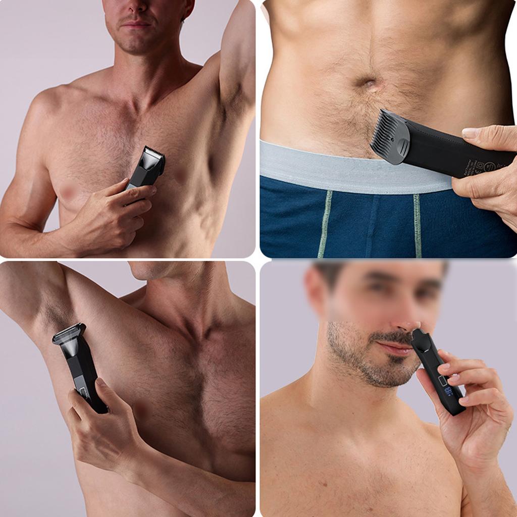 Body Hair Trimmer for Men 3-In-1 Pubic/Nose Hair Trimmer Foil Shaver Kit with LED Light 7200RPM