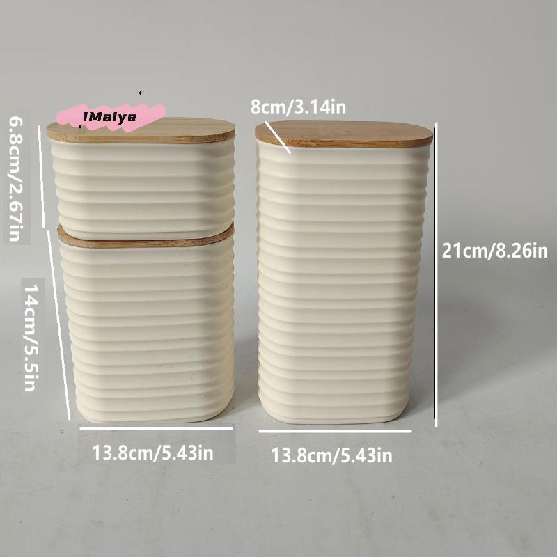 M-Wooden Lid Food Storage Jar - Sealed Kitchen Organizer Container With Lid For Efficient Pantry Storage And Organization