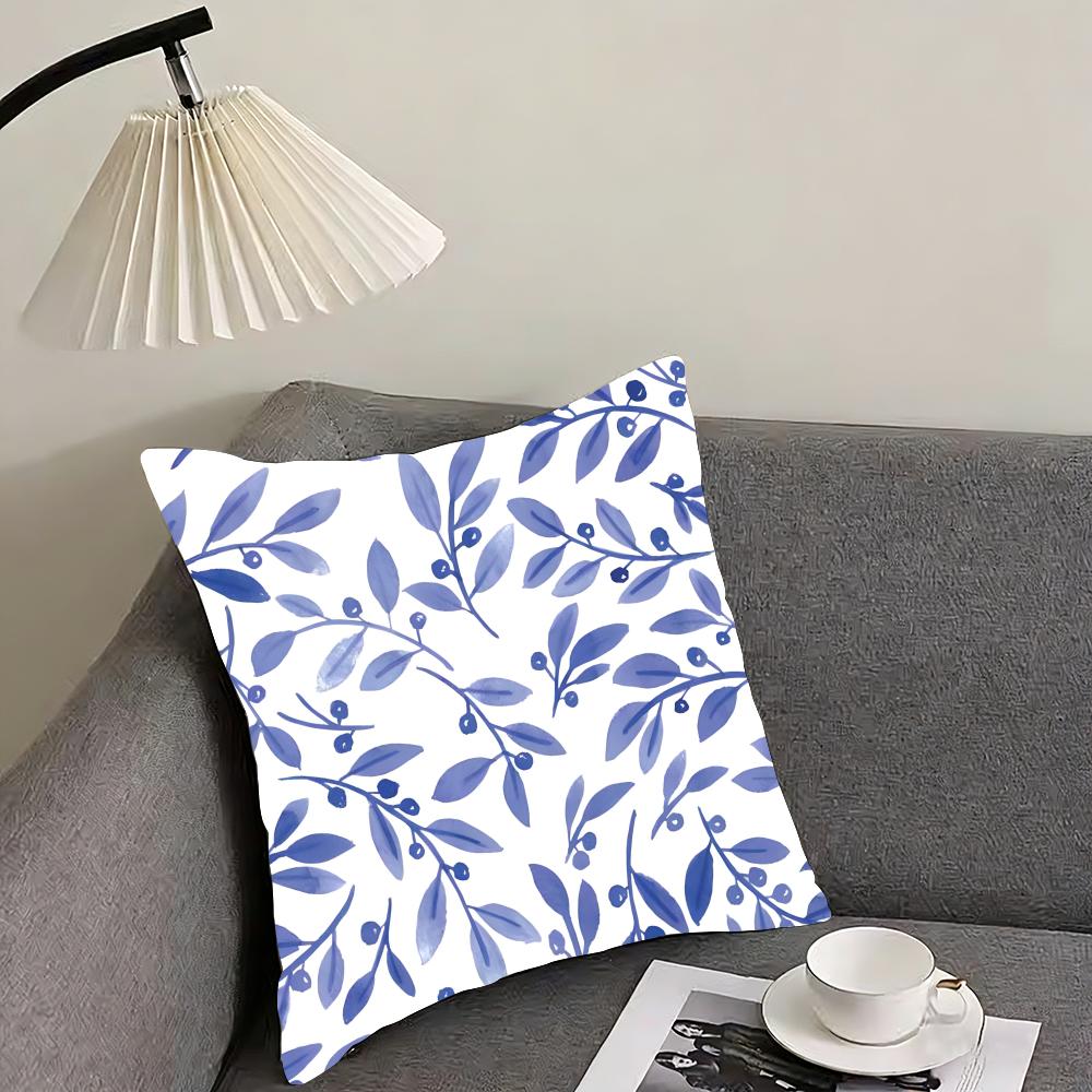 Blue Pattern Hot Cushion Cover Pillowcase Ultra Soft Skin Friendly Fabric Cloud Like Comfort  Concealed Zipper