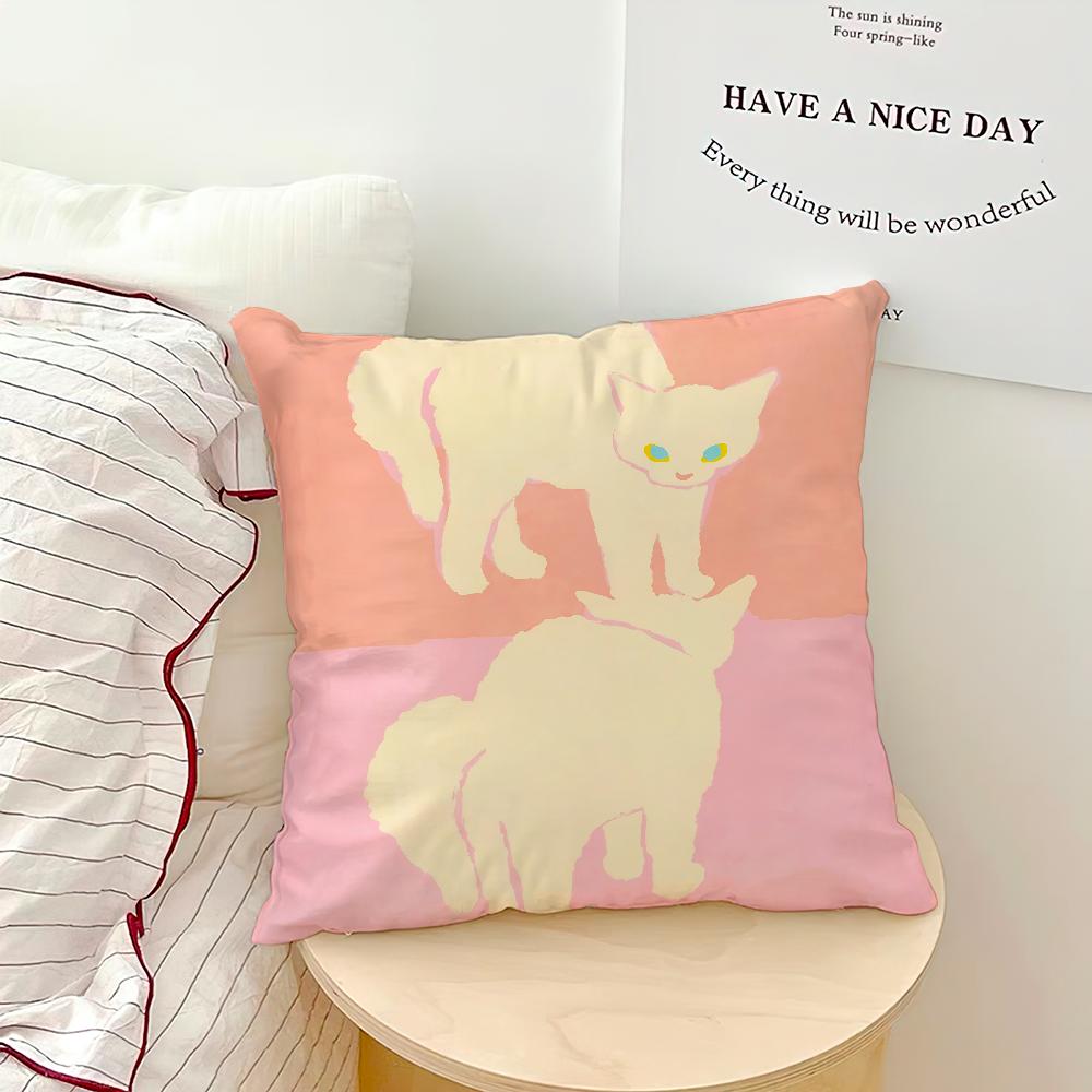 Цвет Мода Кот Милый Мультфильм Дофамин Удобная мягкая Наволочка для Дивана Гостиной Домашний офис Декор Защитные Чехлы 12x12Inch