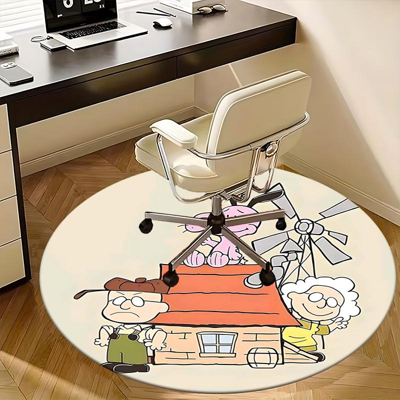 Snoopy, Peanuts Mata na krzesło Okrągły dywan Dywan biurowy, Można prać w pralce, Antypoślizgowy, Nadaje się do salonów, sypialni