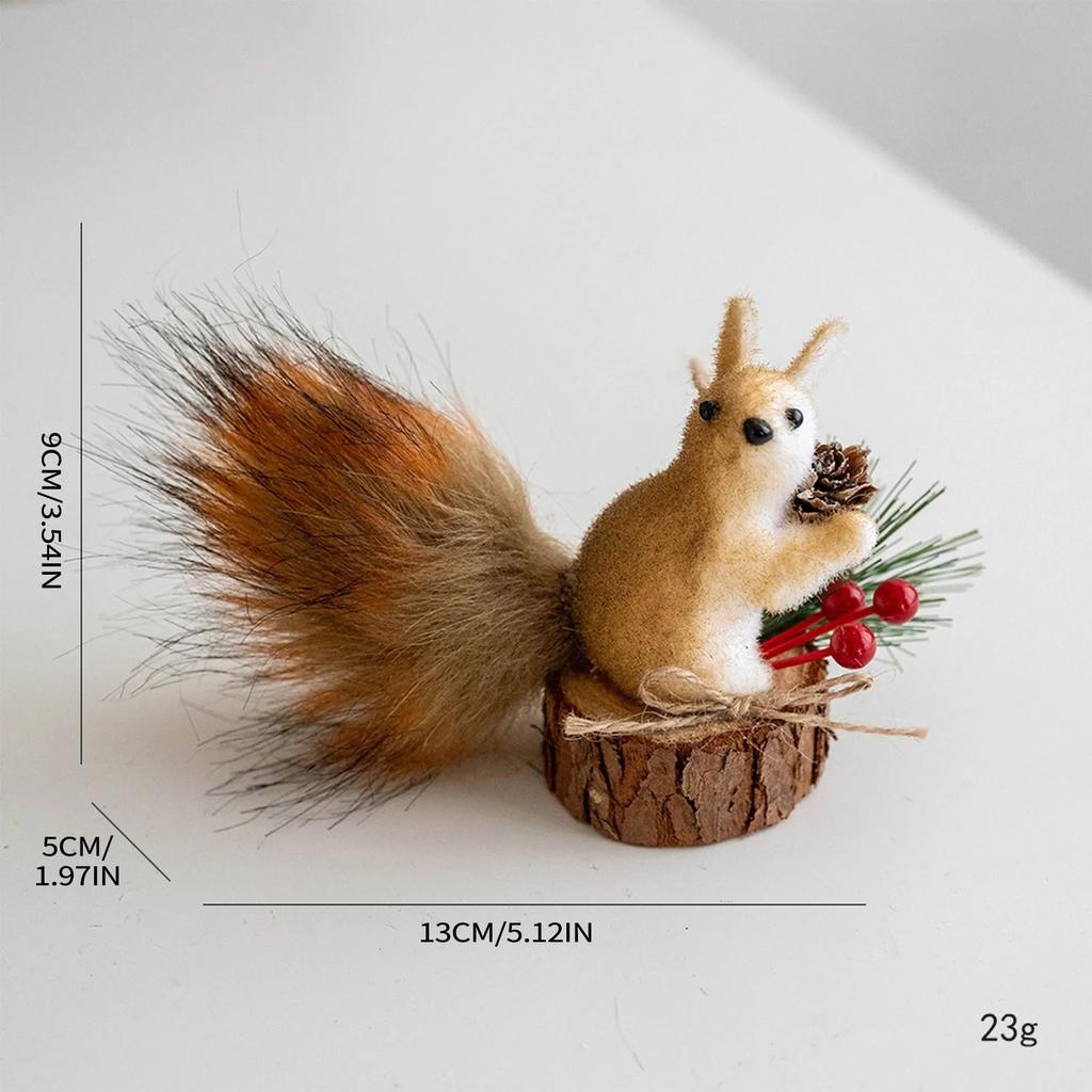 Christmas Squirrel Ornament Ball Christmas Tree Pendant Party Decoration Cute Hairy Ornament Christmas Tree 3D Hanging Decor