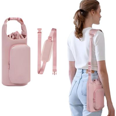 1pc Garrafa de água estojo de transporte com bolsa para celular, comporta 32 oz 40 oz suporte para garrafa de água com alça de ombro ajustável mochila de transporte