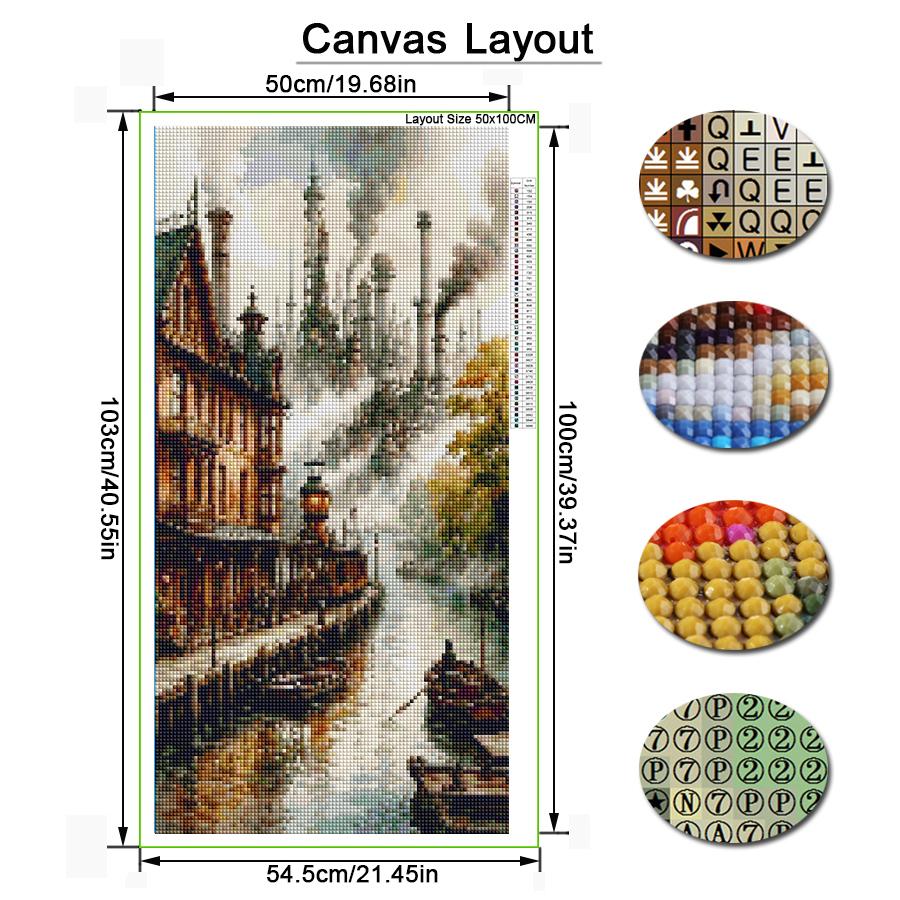 Industrial Town House River Large Size Diamond Painting New Collection Scenery Diy Full Drill Rhinestone Embroidery Mosaic Cross Stitch Kits