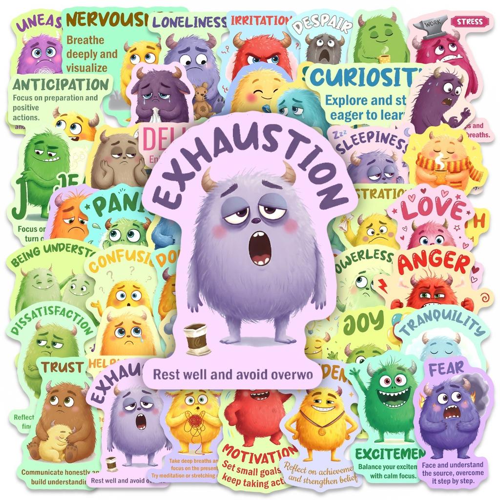 50 Emotion Stickers with Designs for Kids Learning Activities