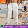 American-style Men's Linen Casual Pants, Summer Thin Style, Gurge Loose Straight-leg Business Suit Pants for Men