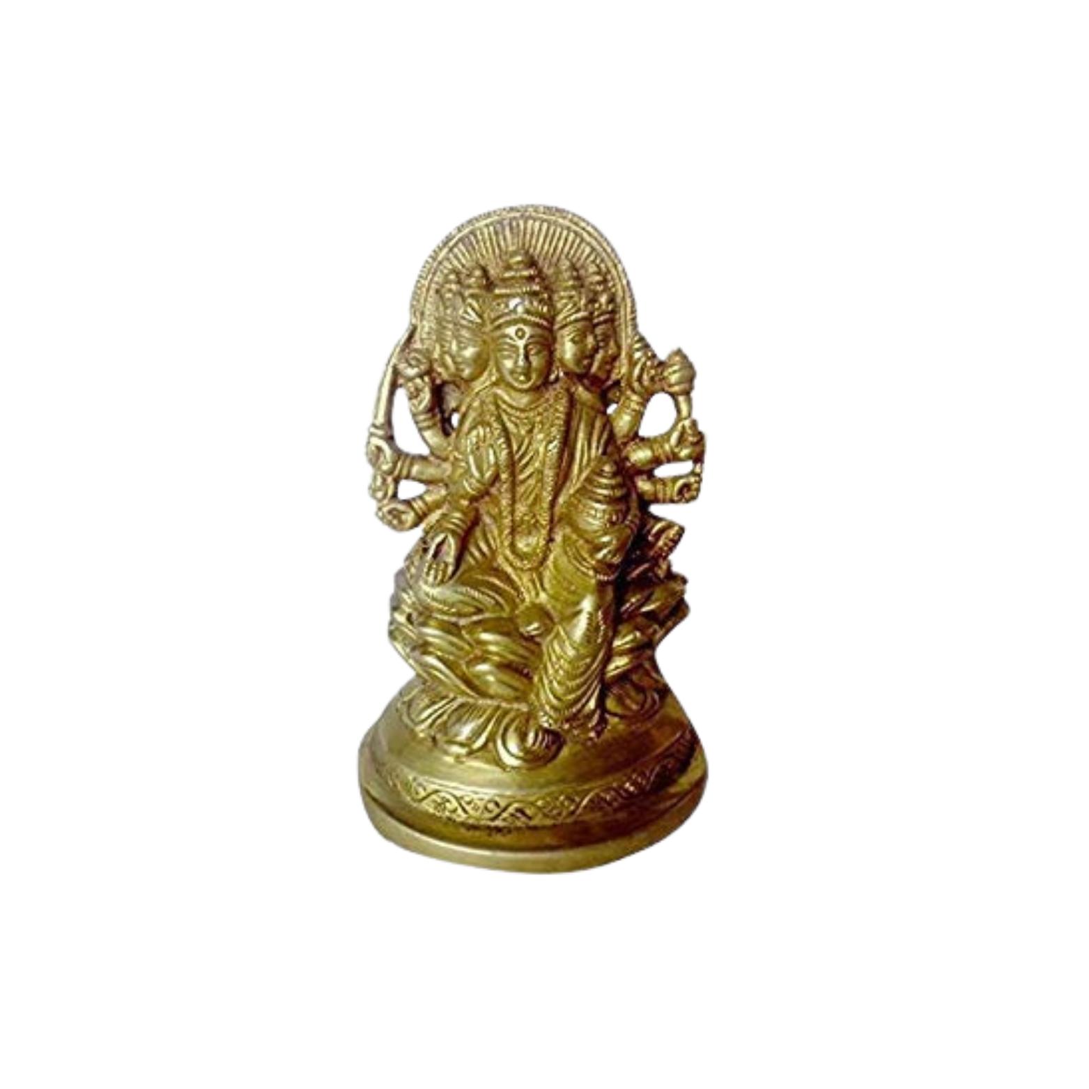 Ashtadhatu Brass Made Gayatri Mata Idol, Goddess Gayatri Maa Idol, Size - 22 Cm