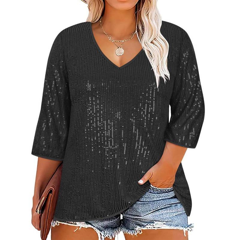 IHUASU Women's Fashion Casual 3/4 Sleeves O-Neck  Blouses & Shirts