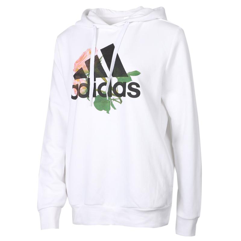 

Adidas Simple Casual Hooded Pullover Long Sleeve Sweatshirt Women Sweatshirt White FI7889 L