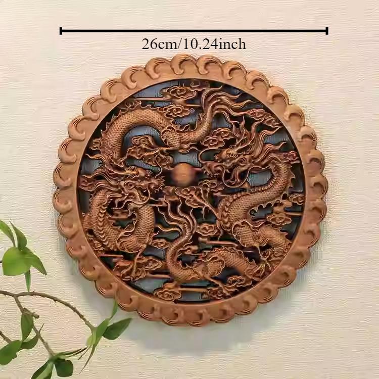 1pc Chinese Woodcarving Ornaments Solid Wood Carving Crafts Living Room Wall Decoration Home Accessories Wall Decorations