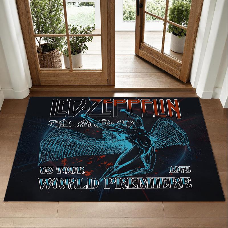 Led Zeppelin Design Crystal Velvet Rug Soft Decorative Mat for Bedroom Entrance