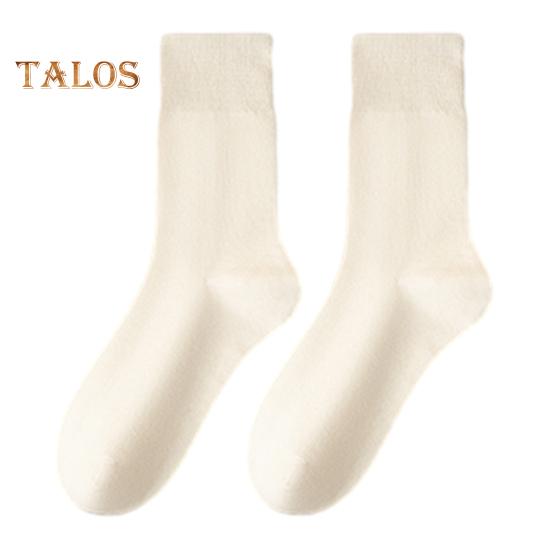 Women's Retro Mid-Calf Socks Warm Crew Socks Solid Color Cozy Stacking Socks No Pilling Soft Long Socks for Fall Winter