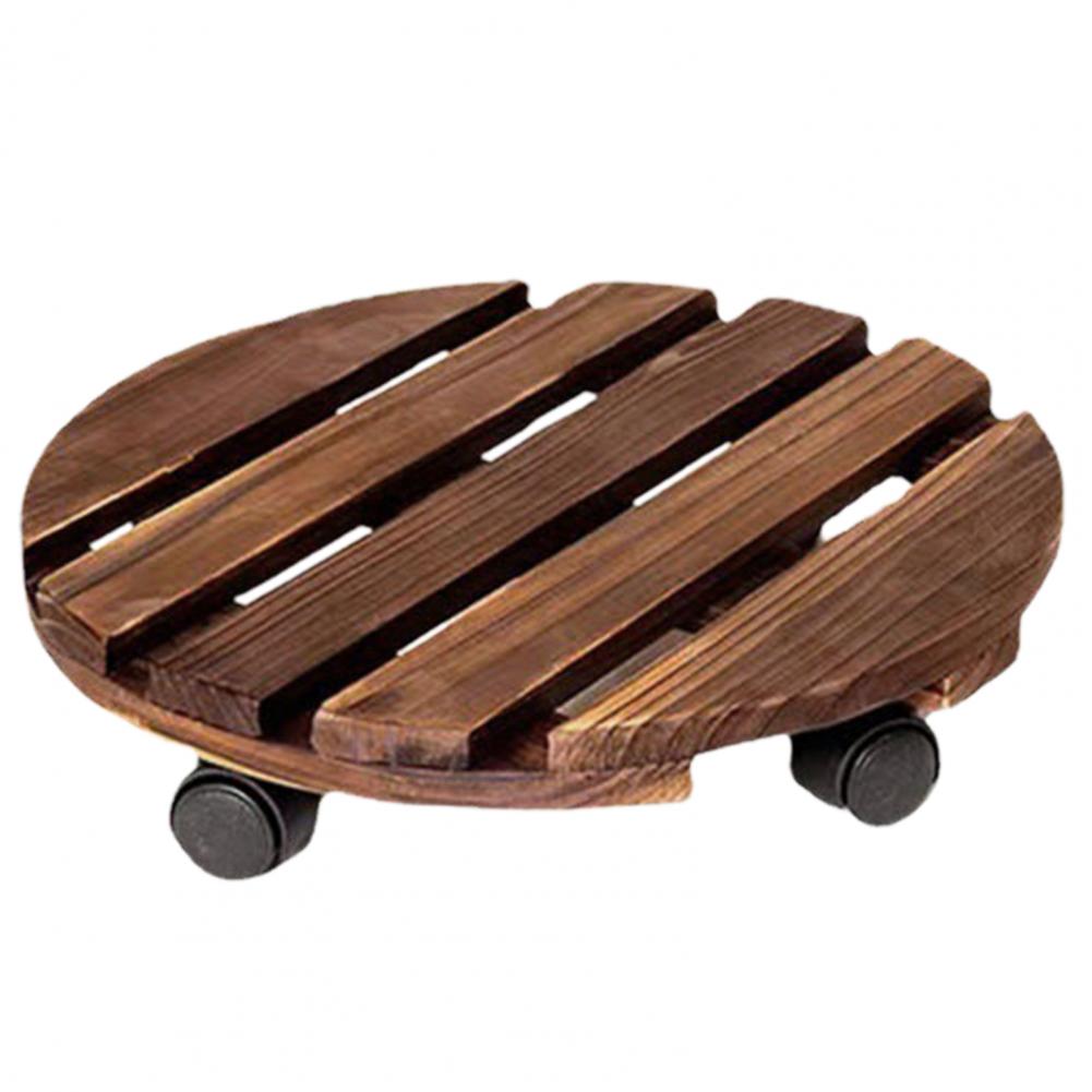Wood Thick Movable Flower Stand Flower Holder Bonsai Flower Pot Tray Roller Base Stand With Universal Wheels Flowers Pot Base