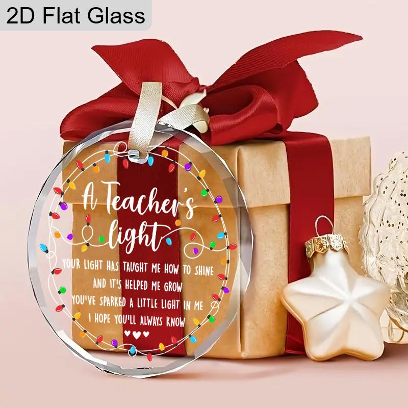 Lehrer-Wertschätzungs-Glasornament, Zitat "Das Licht eines Lehrers" zum Aufhängen, Geschenk zum Lehrertag, Weihnachten, Erntedankfest, Geschenk zum Schulanfang