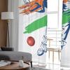 Abstract Cricket Player Hi The Ball Design By Brush Stroke Vector Tulle Sheer Curtains for Living Room Voile Organza Curtain
