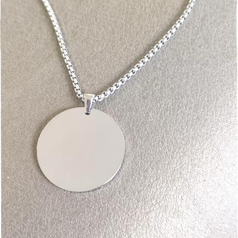 10pcs Mirror Polish Stainless Steel Round Blank Pendant Necklace Minimalist Zircon Men's and Women's Necklace Zircon Gift