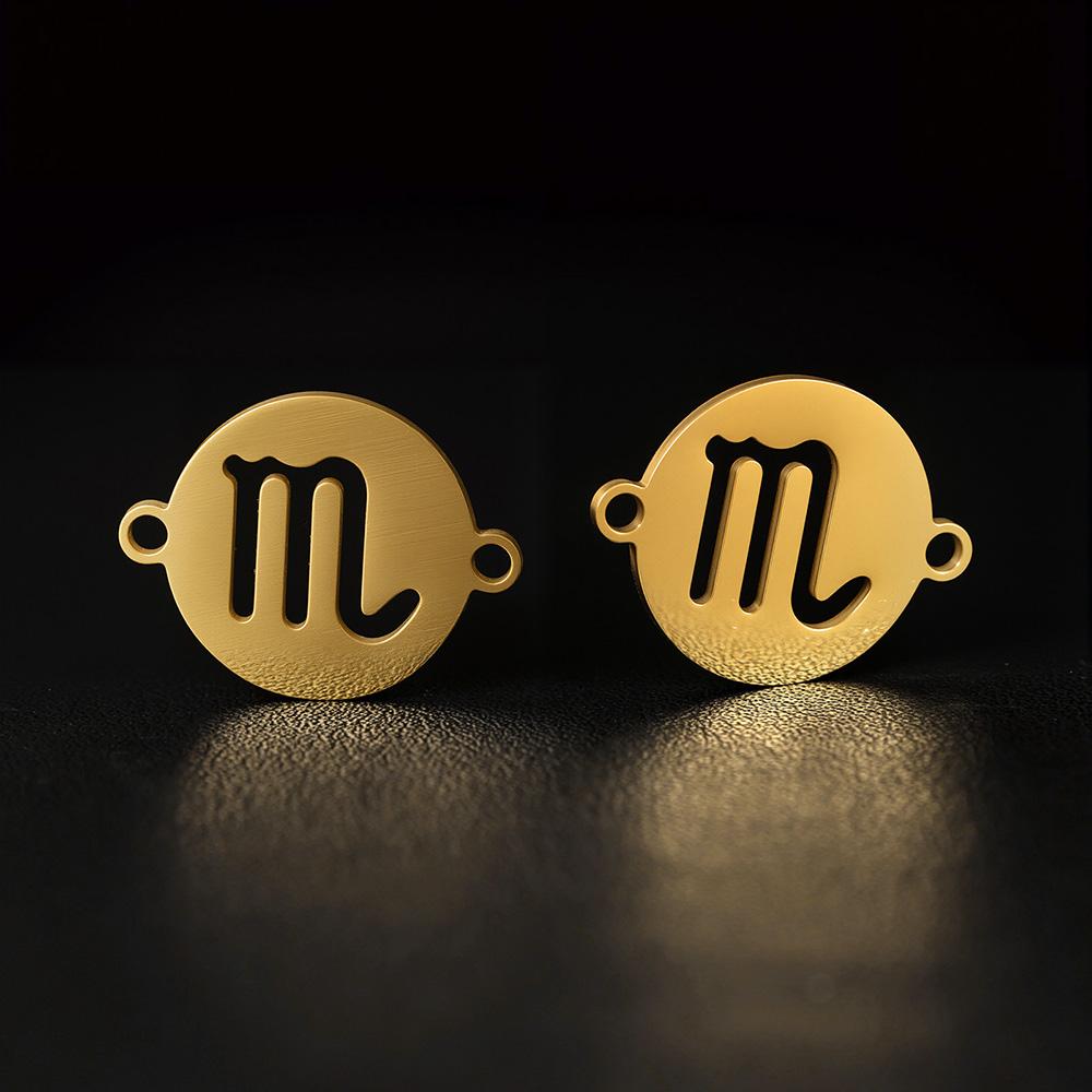 5pcs/lot 316 Stainless Steel Gold Plated 12 zodiac signs Small Charms Connector Pendant For Necklace DIY Jewelry Making