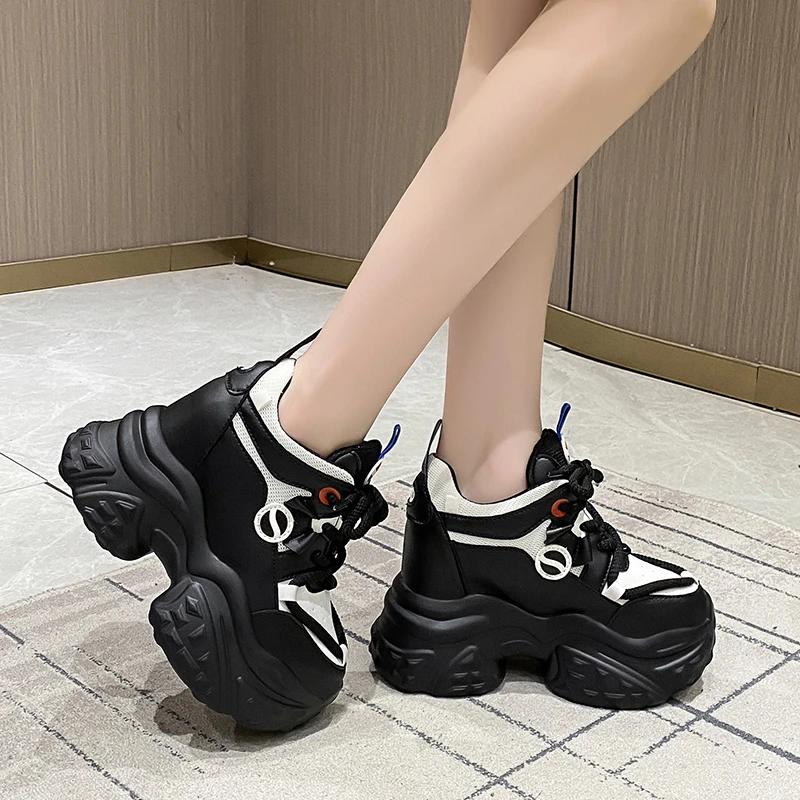Fashion 10CM Autumn Platform Mesh Sneakers Women Breathable Tennis Female Vulcanized Shoes Spring Chunky Sneakers Sports Dad Shoes Woman