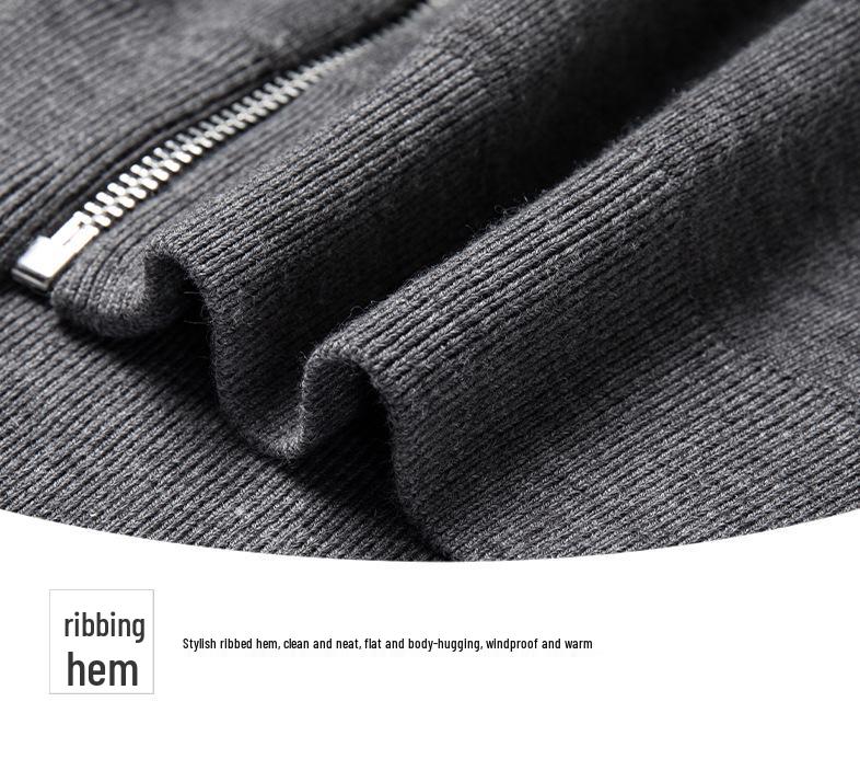 Men's 2024 Autumn/Winter Stand Collar Knitted Cardigan Jacket for Middle-Aged and Young Men - Versatile Zipper Sweater Coat