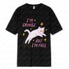 Vintage Zabawny Nadruk Kota Koszulka Jestem Żenujący Ale Jestem Wolny Design Zabawny Uroczy Styl Graficzny Unisex Bawełniany T-shirt Odzież Damska Damskie Topy