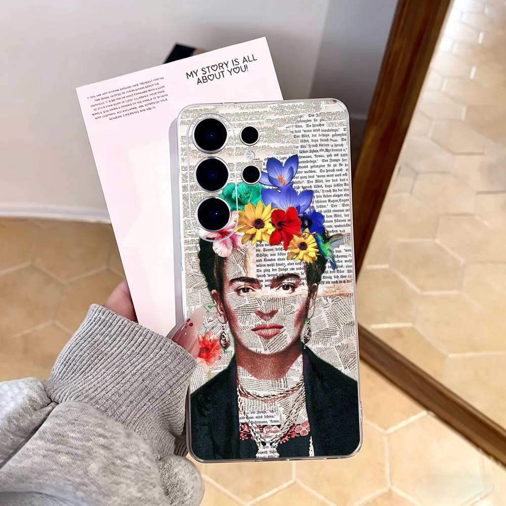 Art F-Fridas K-Kahlo COOL Phone Case For Samsung S25,S24,S21,S22,S23,S30,Ultra,S20,Plus,Fe,Note,10,9,5G Transparent Cover