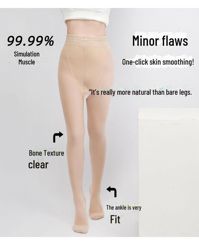 Women's Velvet-Lined Nude Leggings: Skin-Colored Double-Layer Pantyhose for Autumn & Winter