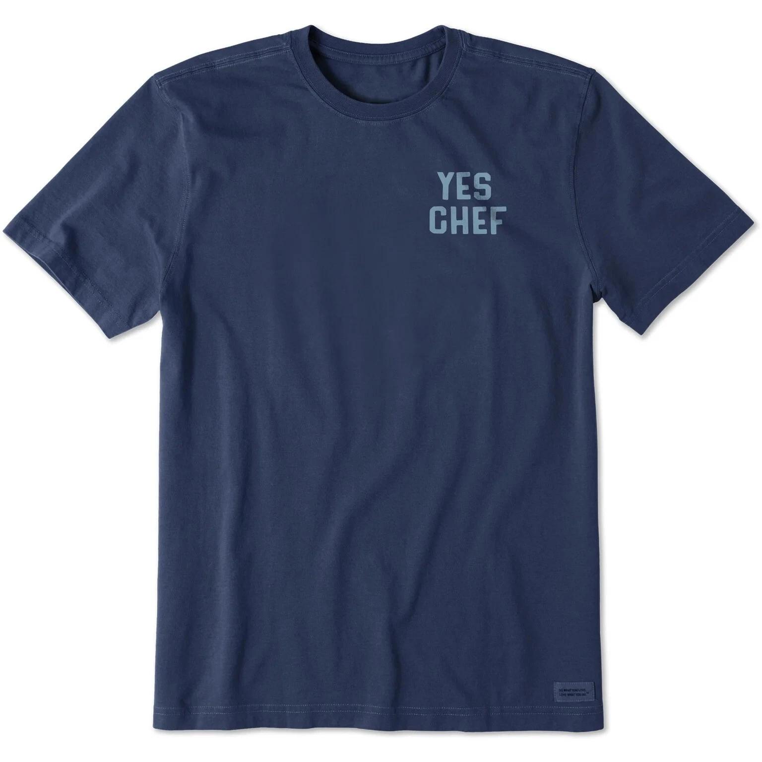 Life is Good. Men s Yes Chef Short Sleeve Crusher Tee, Darkest Blue S