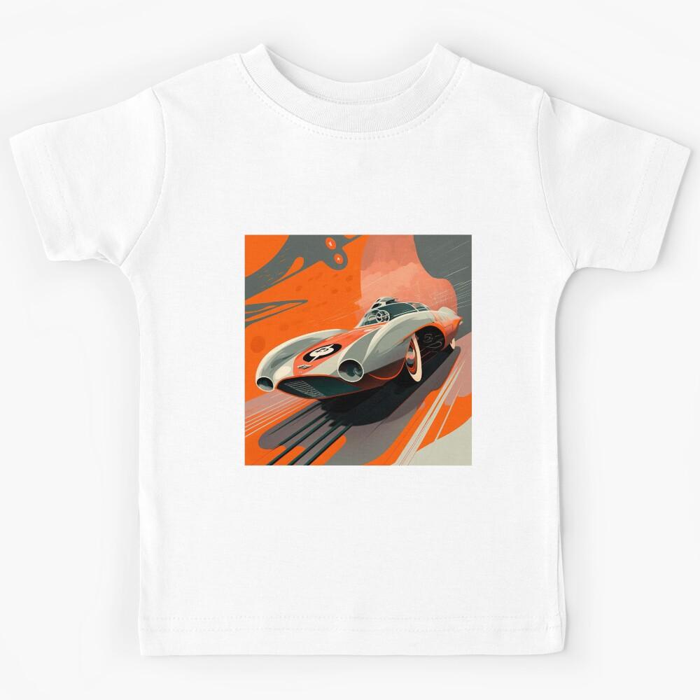 Speed Car Formel One Futuristic Vintage Illustration Colorful Kids T-Shirt 140