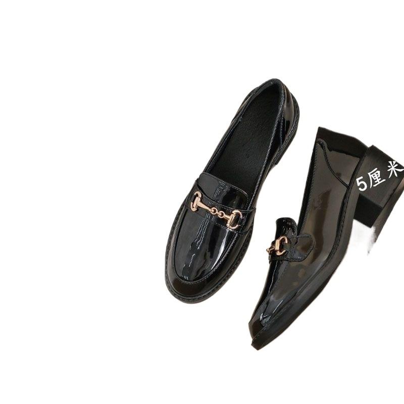 British style velvet small leather shoes women's 2025 spring and autumn new professional work women's shoes mid-heel heightened black loafers