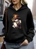 Women'S Polyester Hoodie with Steampunk Owl Design Black Lightweight for Casual Wear At Home or Cafe Comfortable and Durable Every