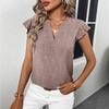 Women's Fashion Casual Summer Spring Solid Color Print Short Sleeve V-Neck Blouses  Shirts