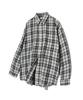 STANDARDERROR 87-Stan134 Soft Misty Oversized Pocket Long Sleeve Check Shirt Black