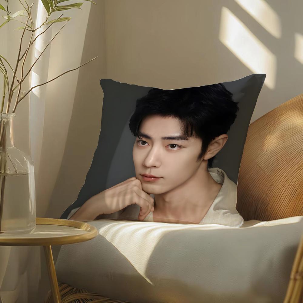 Sean Xiao Zhan Actor Pillow Case Double-Sided Plush Sofa Cushion Covers Organic Breathable Invisible Zipper