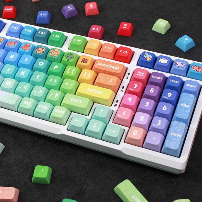 133 Tasti Arcobaleno Keycaps Profilo DA Spessore 9,5 mm Keycap in PBT Per Layout 61/87/104/108 Tastiere Meccaniche Keycaps