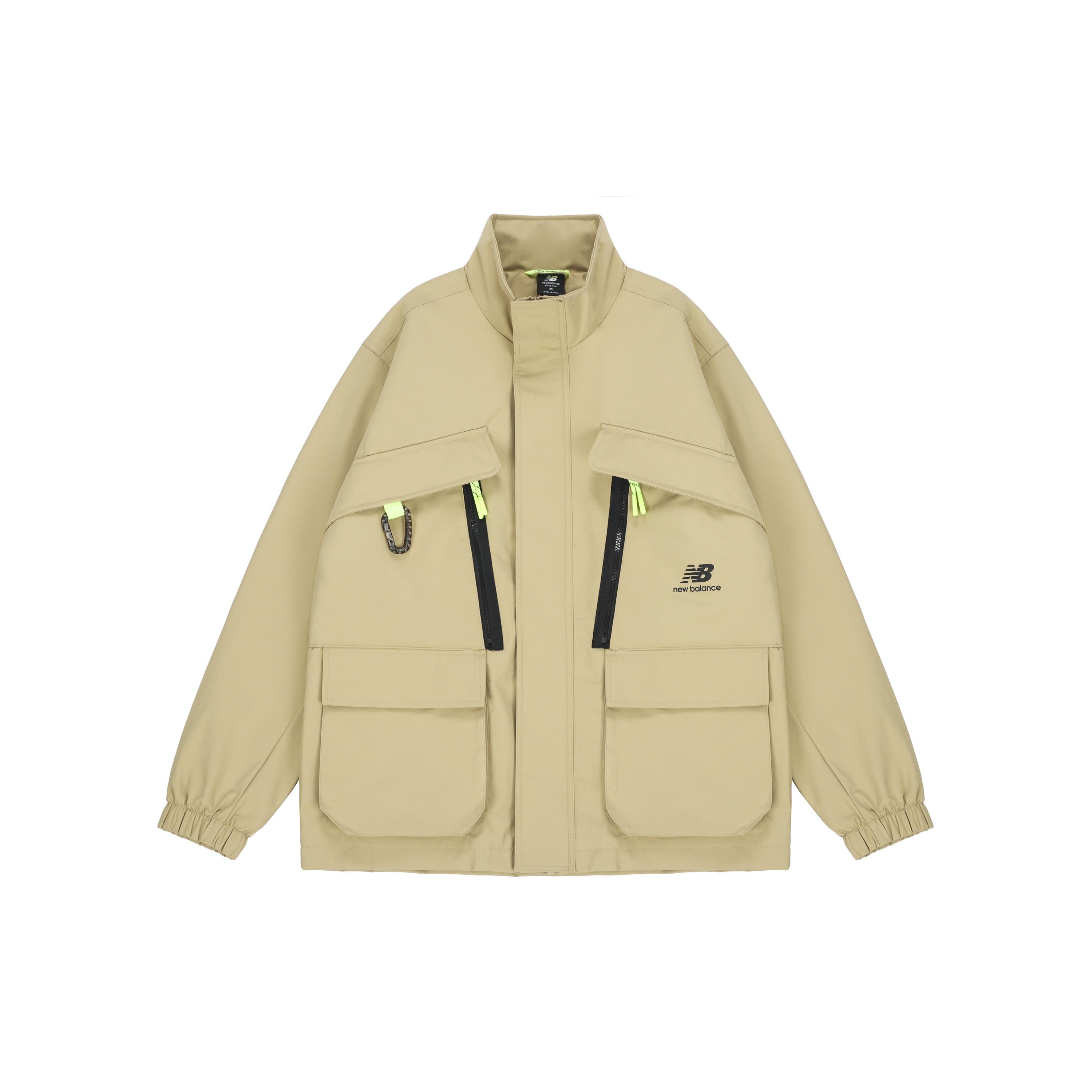 New Balance Men s New Balance Fleece Lined Stay Warm Woven Sports Jacket Khaki AMJ21357-MS M