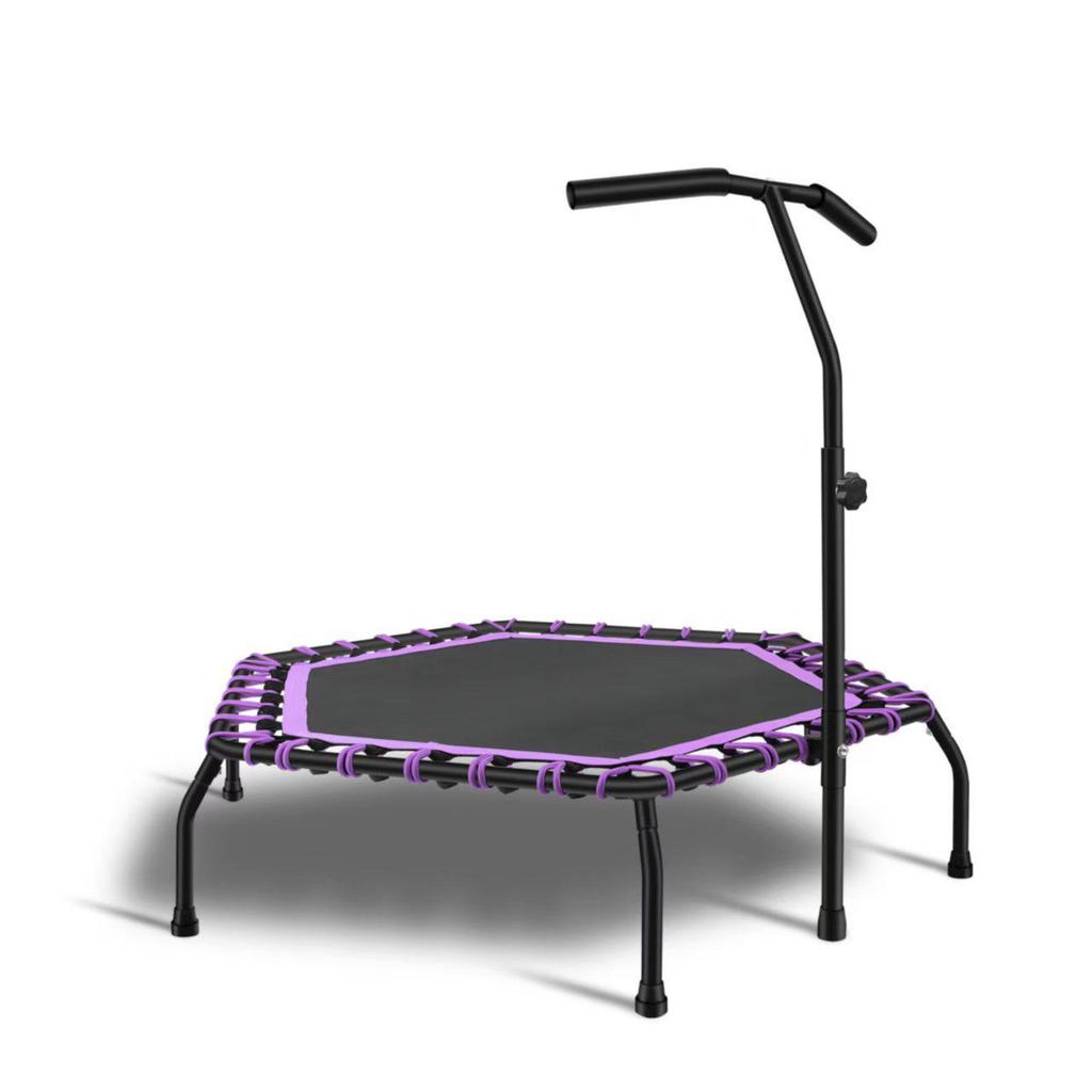 44-Inch Hexagonal Fitness Trampoline with Handle for Adults & Kids