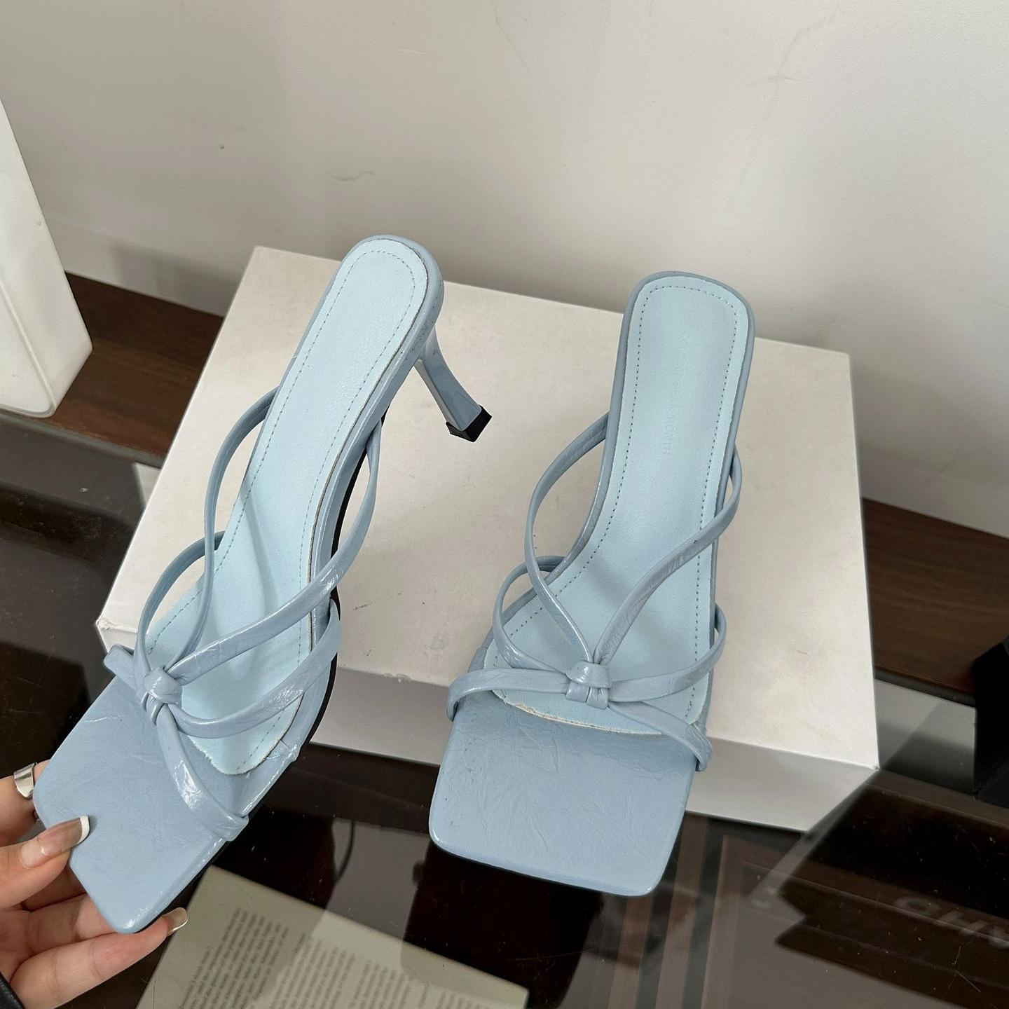 

Fashion Bailamos Summer Brand New Women Slipper Fashion Ladies Open Toe Slip On Slides Thin High Heel Dress Pumps Sandals Mujer 39 светло-синий