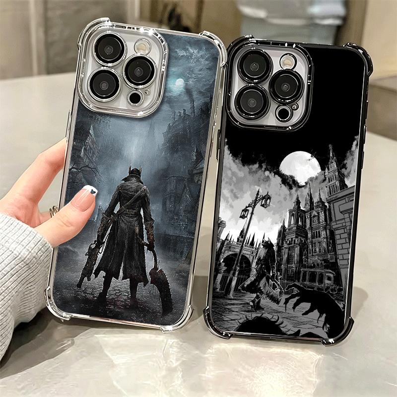 B-Bloodborne Game Plating Phone Case For Iphone 16 17 Pro Max Air 16E 14 15 Plus 12 13 Mini Anti-Fall Airabag Cover