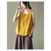 Solid Color Cotton and Linen Embroidered Vest T-shirt Women's Summer Loose Casual Sleeveless Top