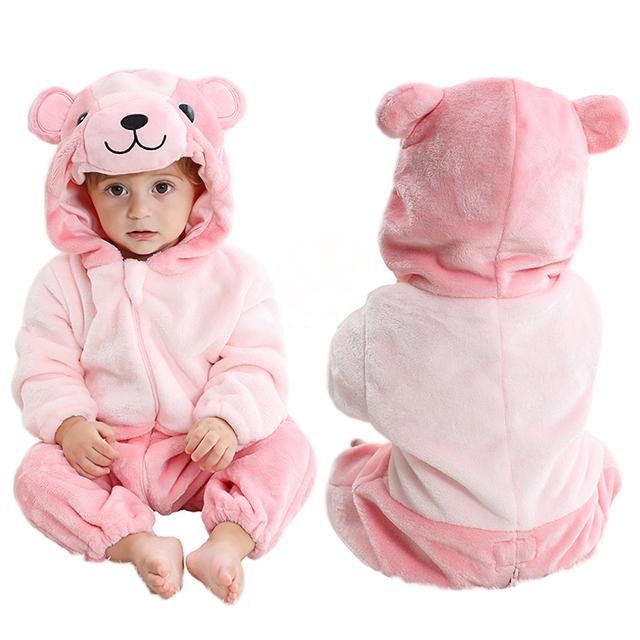 MICHLEY Carniva Baby Rompers Winter Clothes Flannel Hooded Bodysuits Pajamas Animals Overall Jumpsuit For Girls Boys Kids