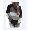 Women's Casual Striped V-Neck Hollow Long Sleeve Hooded Sweater