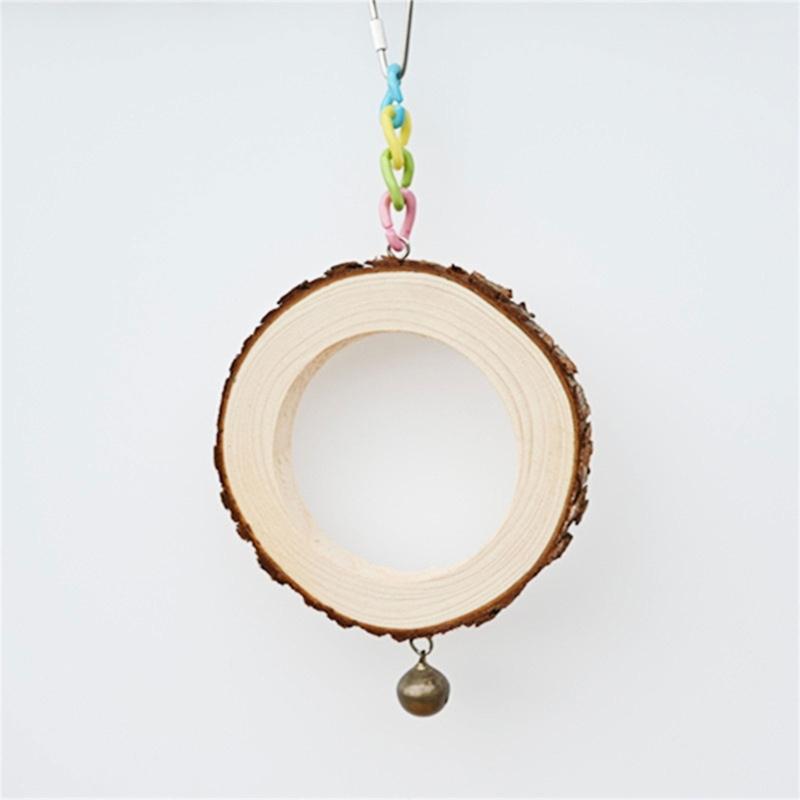 Parrots Toy Hammock Swing Toy Swing Standing Training Supplies Toy Wood Hammock with Colorful Link Toy